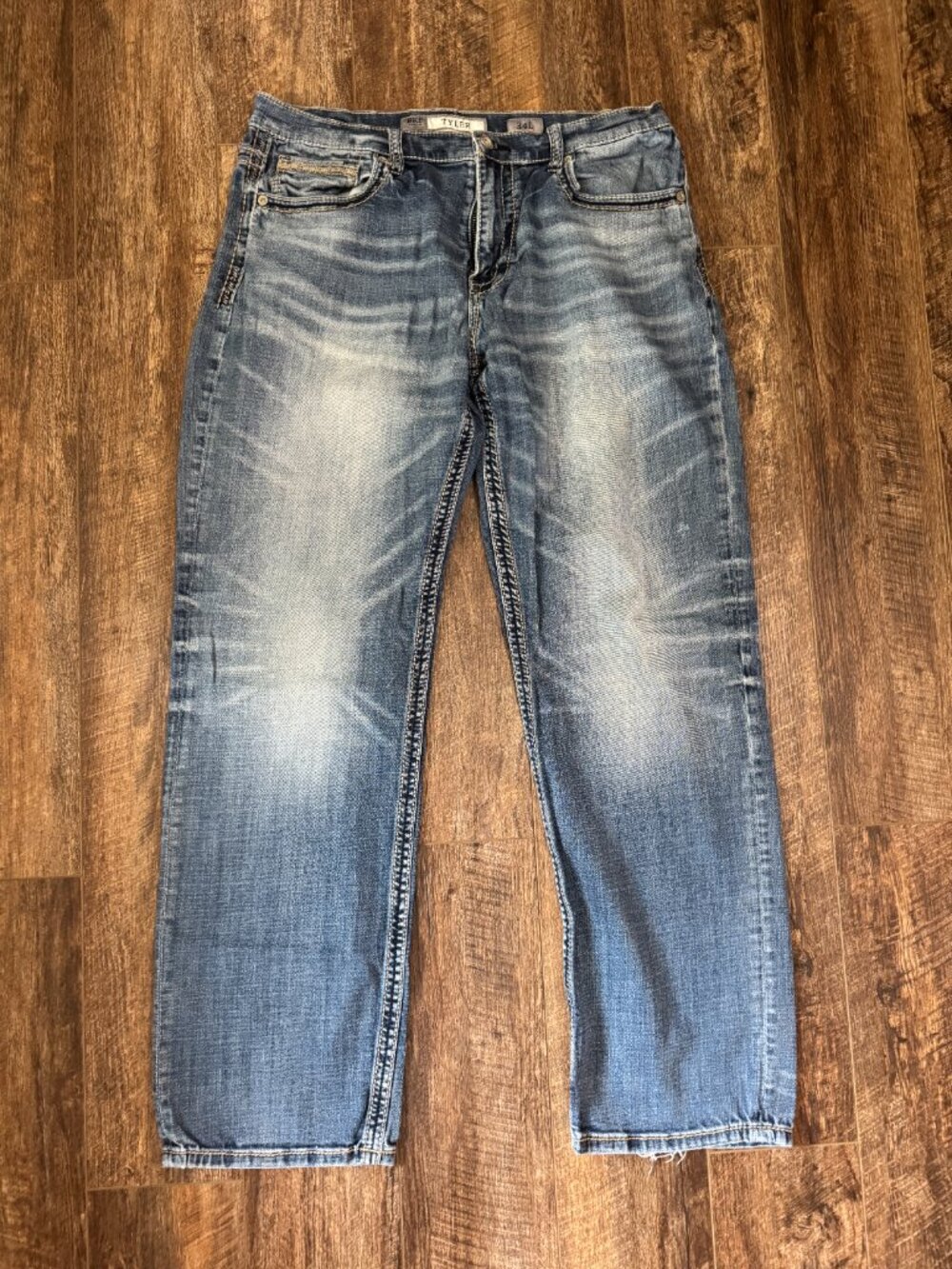 BKE Tyler Straight Leg Medium Wash Faded Denim Jeans Size 34L - Picture 5 of 7
